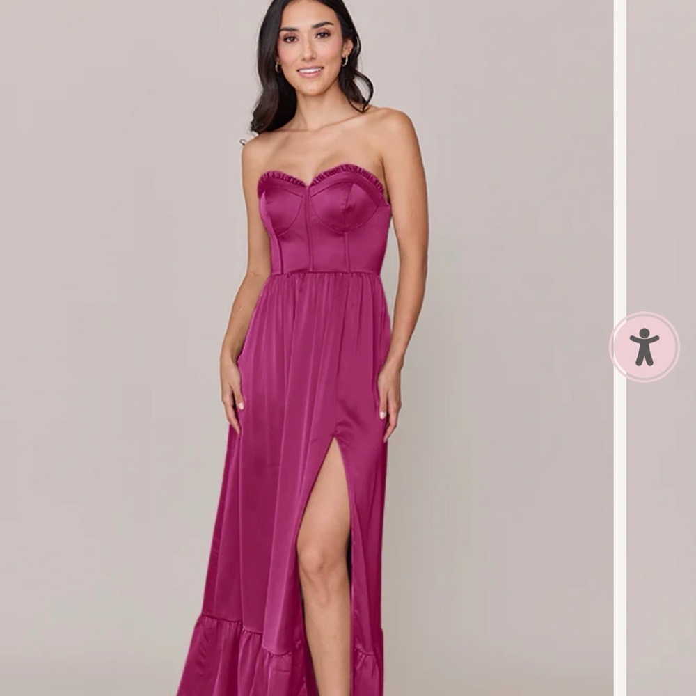 Revelry Valentina Satin Dress, Satin, Fuchsia 731